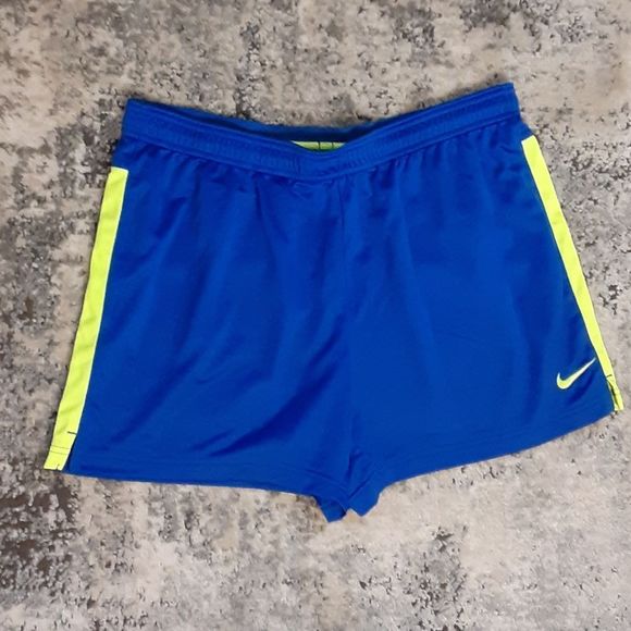 Nike Blue with Neon Side Stripe Dri Fit Athletic Shorts - Picture 1 of 7